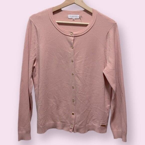 Calvin Klein | Pink Gold Button Cardigan Sweater Size PXL - Picture 1 of 6